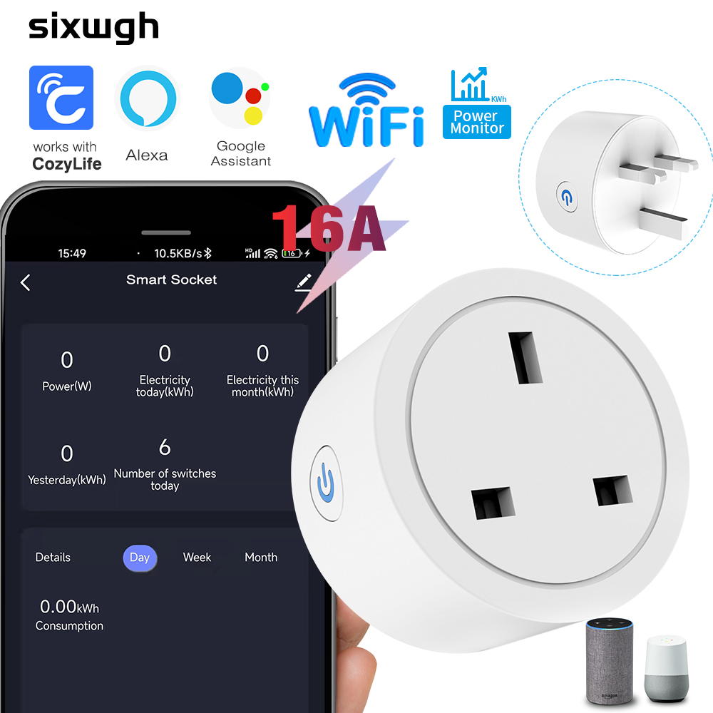 Smart Home Energy Monitor - Soket WiFi Pintar 16A Colokan UK