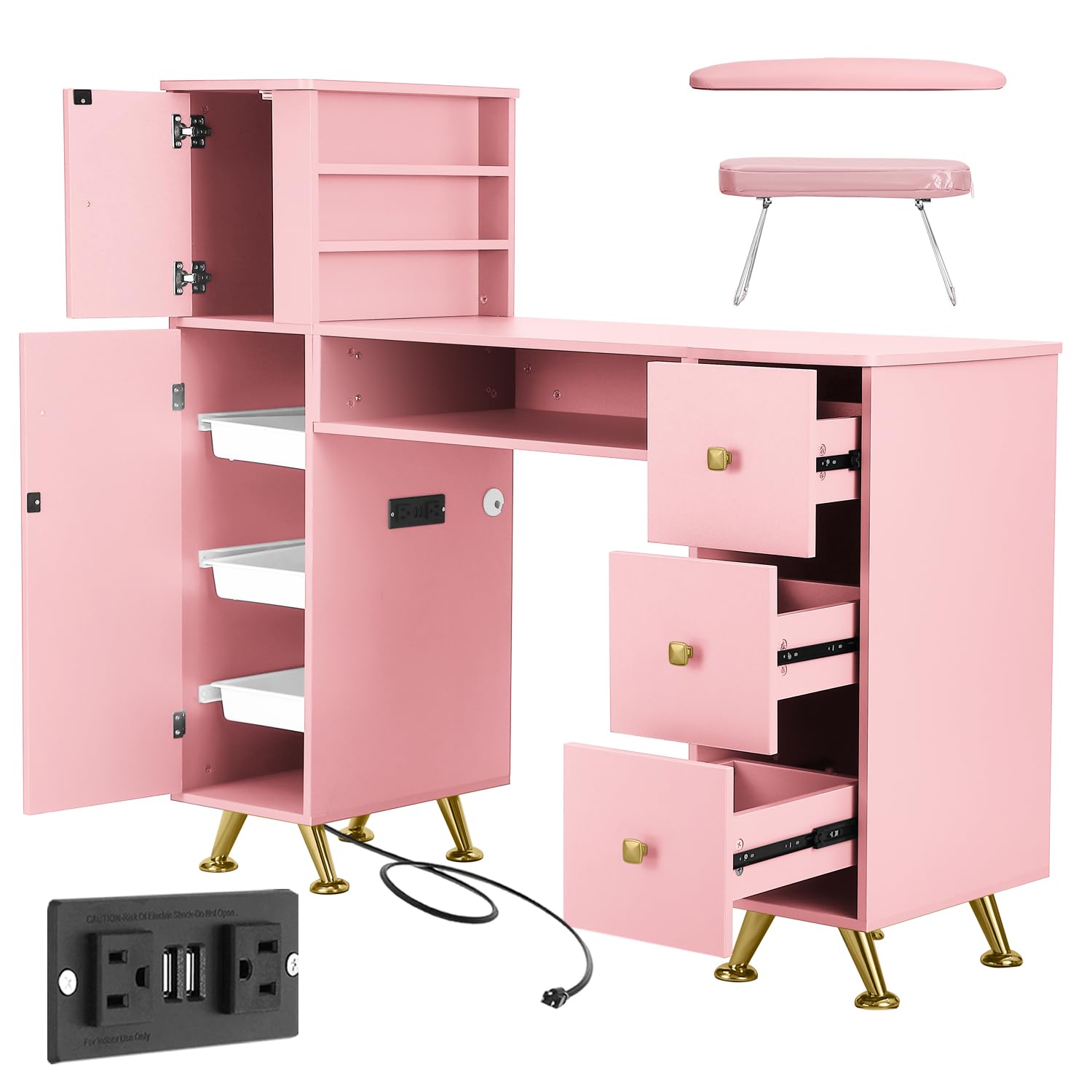 Smart Home Pc - Meja Kuku Warna Pink untuk Teknisi