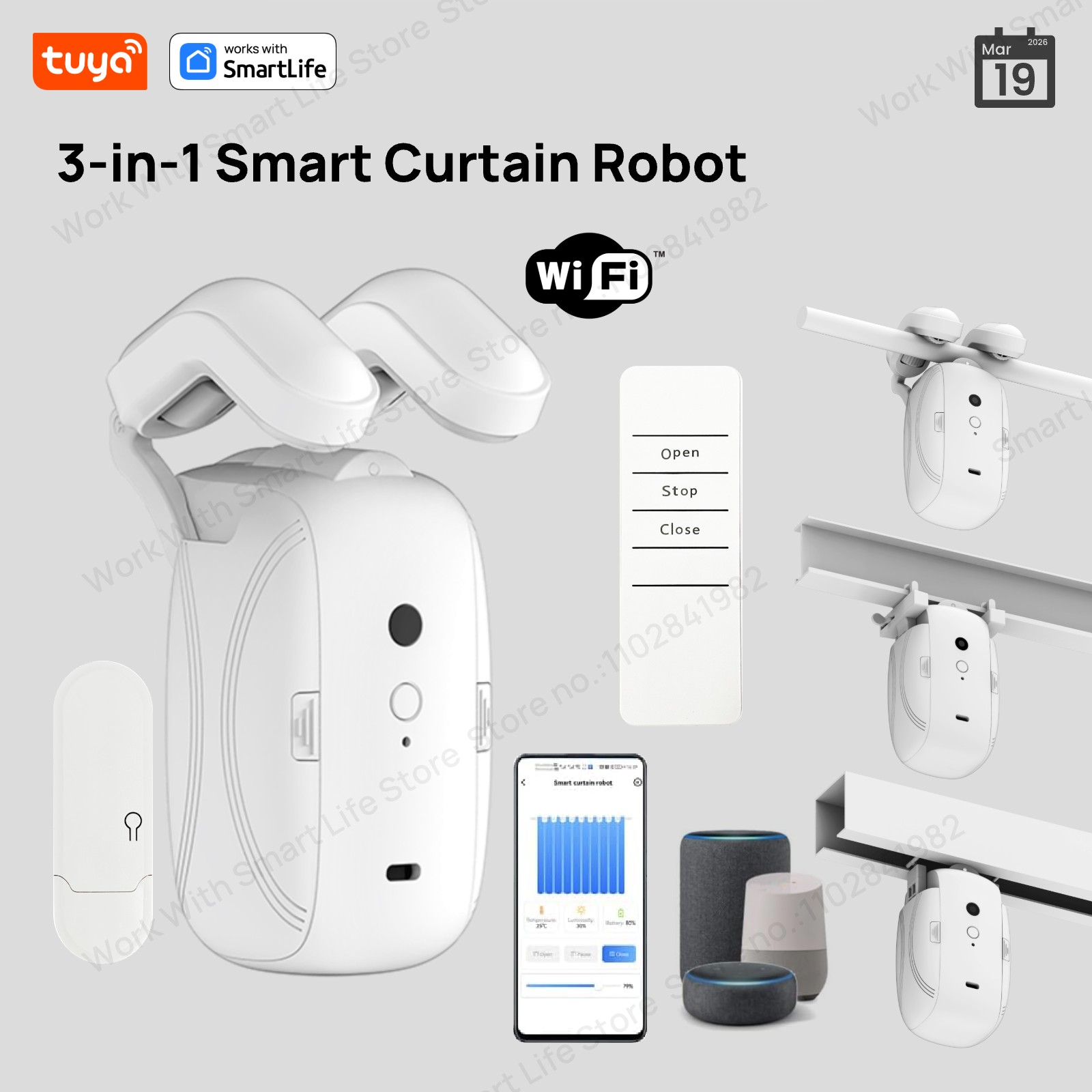 Smart Home Blinds - 1/2 Buah Robot Tirai WiFi Pintar