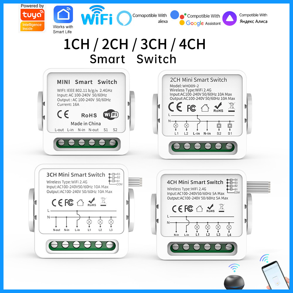 Tuya WiFi Smart Switch 1/2/3/4 - Smart Home Integration ulasan dan harga