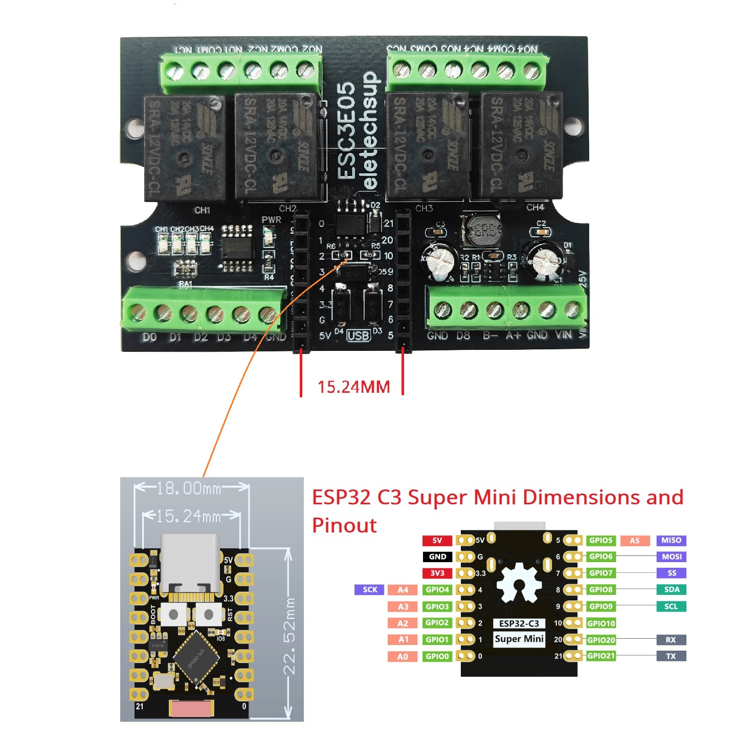 ESC3B04 ESP32-C3 Papan Relai I - Smart Home Web ulasan dan harga