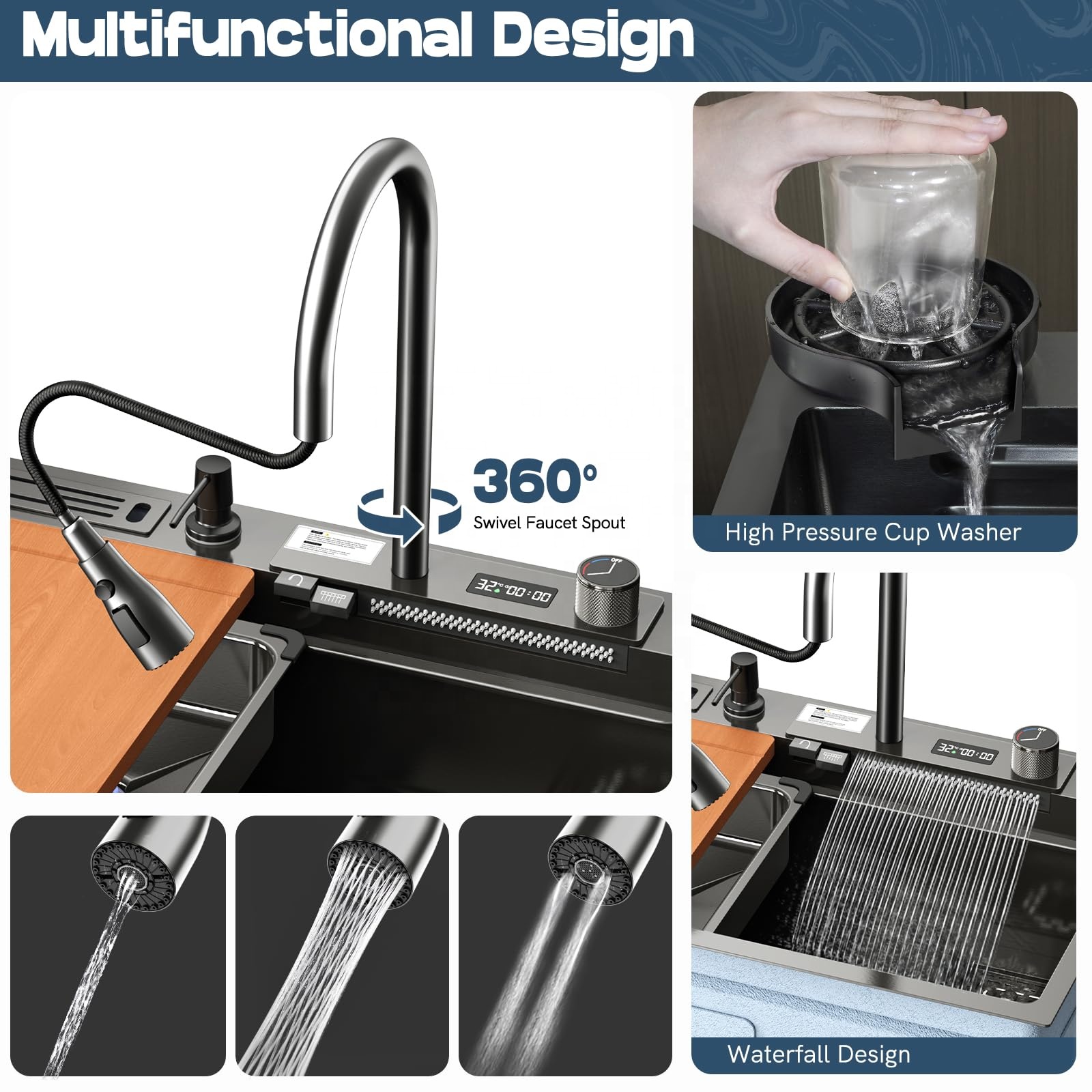 Keran Dapur Digital Modern Pin - Smart Home Hotel ulasan dan harga