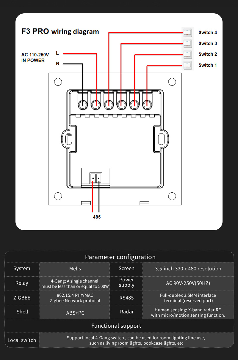 F3 Pro Panel Sentuh IPS 3.5 In - Smart Home Hotel ulasan dan harga