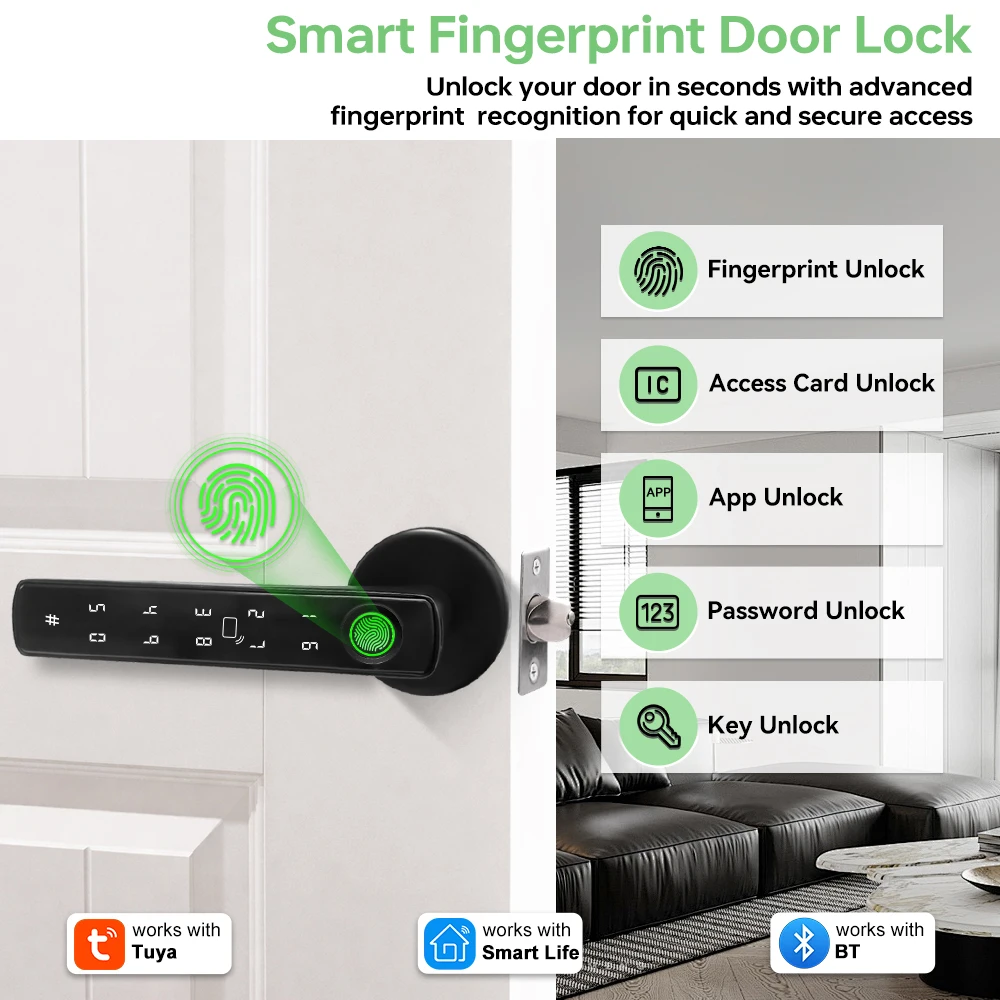 Tuya Kunci Pintu Sidik Jari Pi - Smart Home Hotel ulasan dan harga